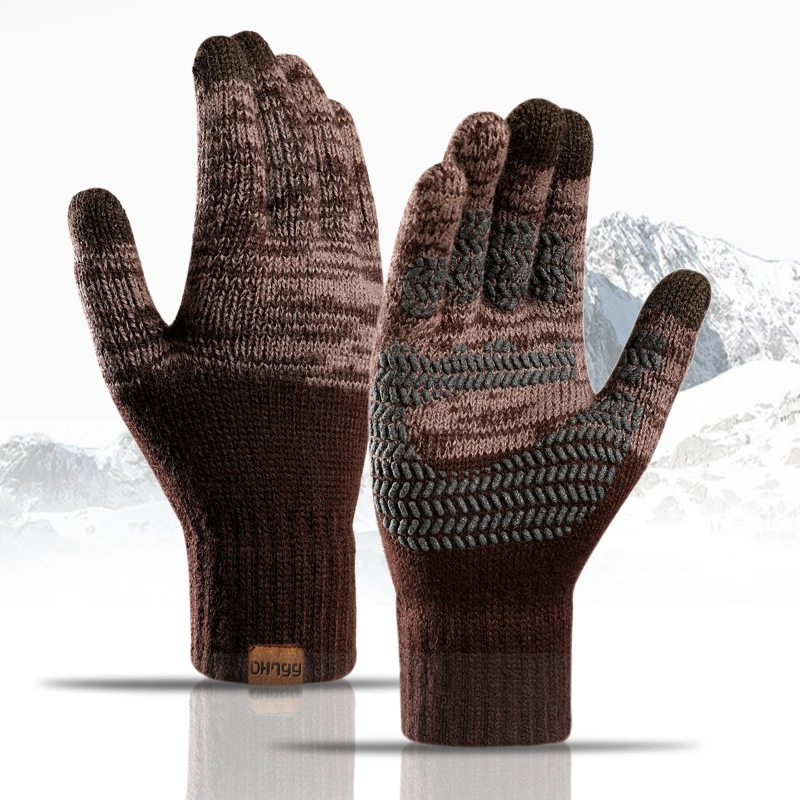 Women's Men Knitted Winter Gloves Cashmere Knitted Women Autumn Winter Warm Thick Gloves Touch Screen Skiing Gloves