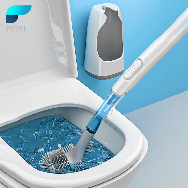 PEISI Wall-Mounted Toilet Brush With Cleaning Tube TPR Corner Cleaning Brush Home Household Cleaning Tool Bathroom Accessories