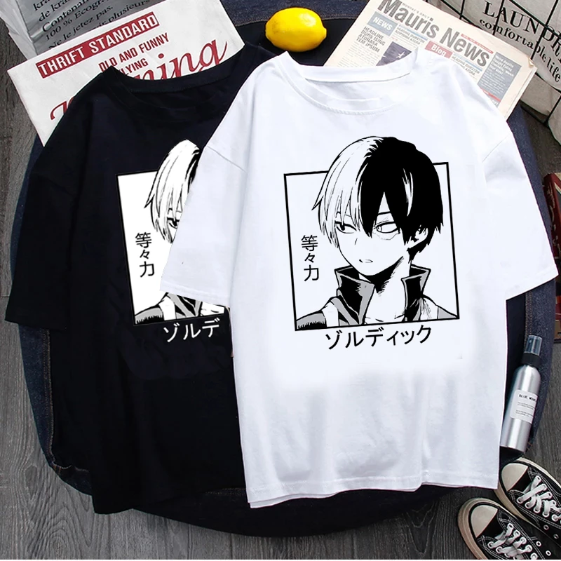 Hot Japanese Anime My Hero Academia T Shirt Men Kawaii Shoto Todoroki Graphic Tees Dabi Cartoon Harajuku Unisex T-shirt Male