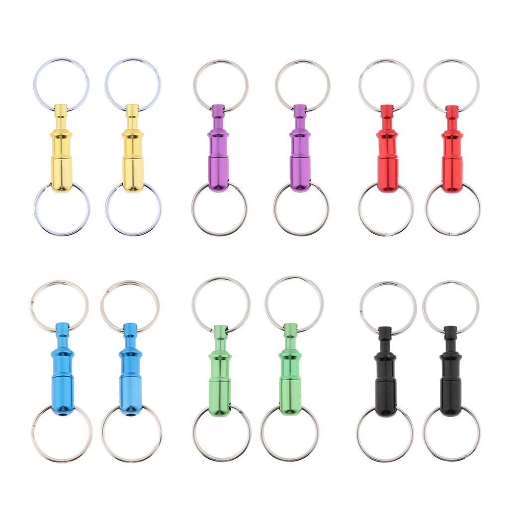 2Pcs/pack Quick Release Keychain Pull-Apart Removable Keyring with Two Heavy Duty Split Rings Key Accessories