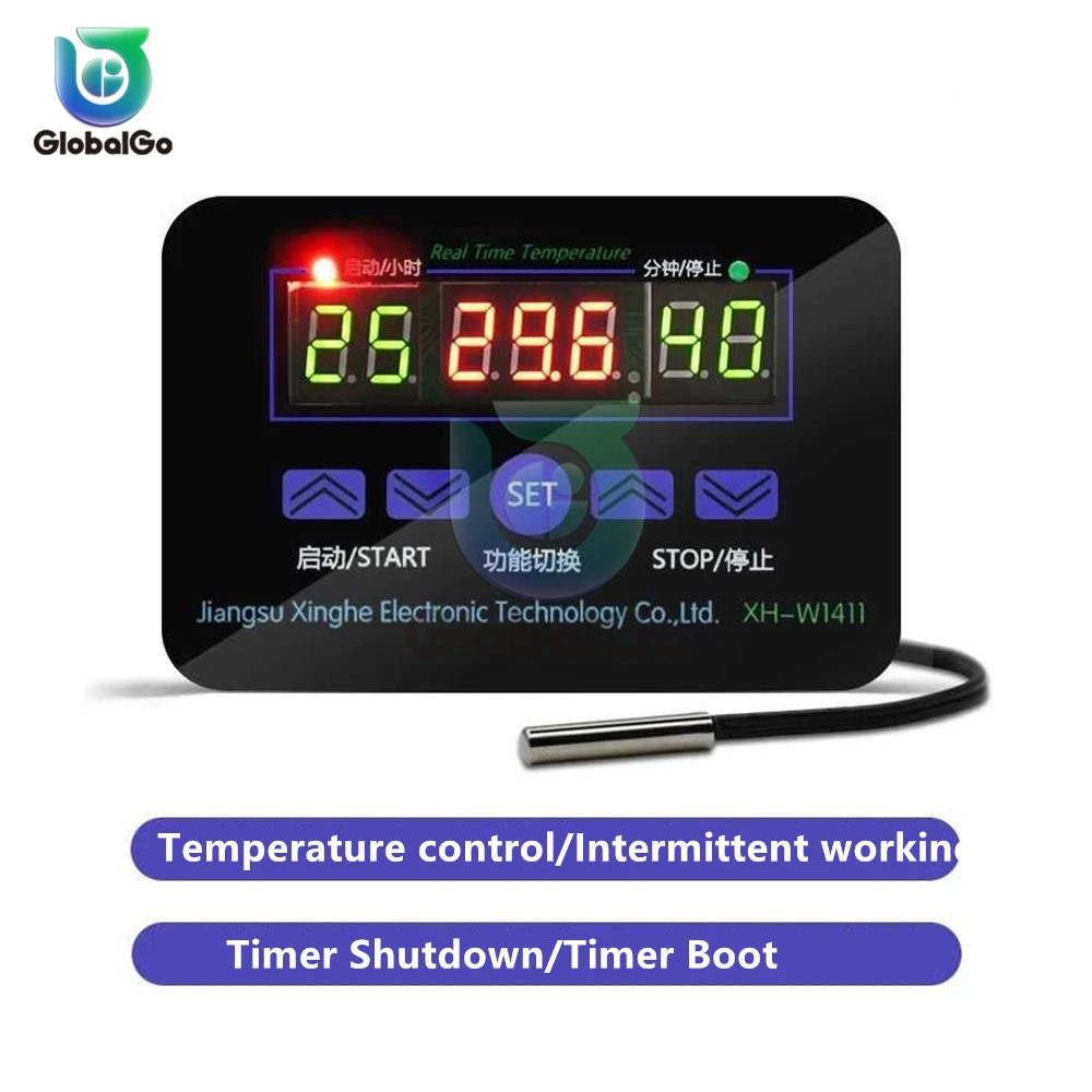 110 220V 12V Digital Temperature Controller Switch Thermostat Thermoregulator 20A Relay XH-W1411 Intelligent Temperature Sensor