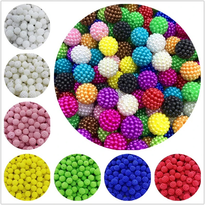 10mm 12mm 50/20pcs Colorful Bayberry Beads Round Loose Spacer Beads Fit Europe Beads For Jewelry Making