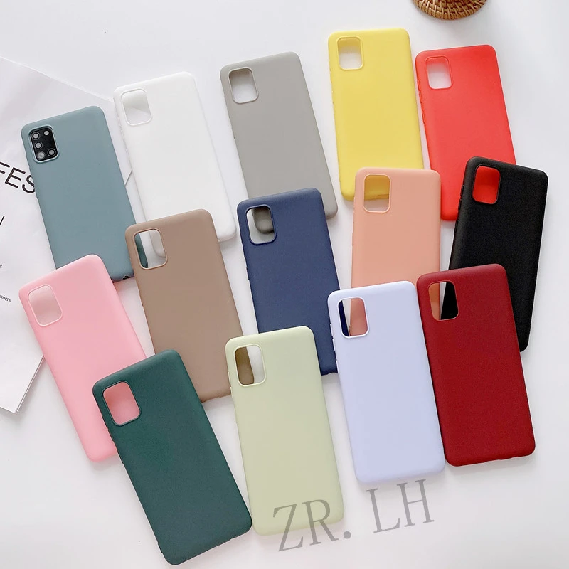 Silicone Case For Samsung Galaxy S21Ultra A32 A42 A52 A72 A50 A70 Solid Candy A71 A51 A20 M20 A7 2018 S20 Plus S20FE Cases Cover