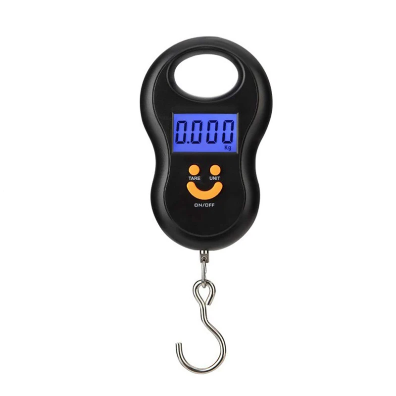 Portable 50Kg 10g Hanging Scale  Digital Scale BackLight Electronic  Fishing Weights Pocket Scale Luggage Scales Black