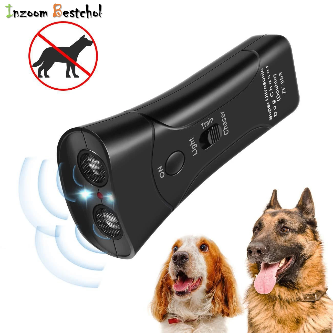 Pet Dog Anti Barking Repeller Stop Bark Training Device Trainer LED Flashlight Ultrasonic Anti Barking Ultrasonic Not Include