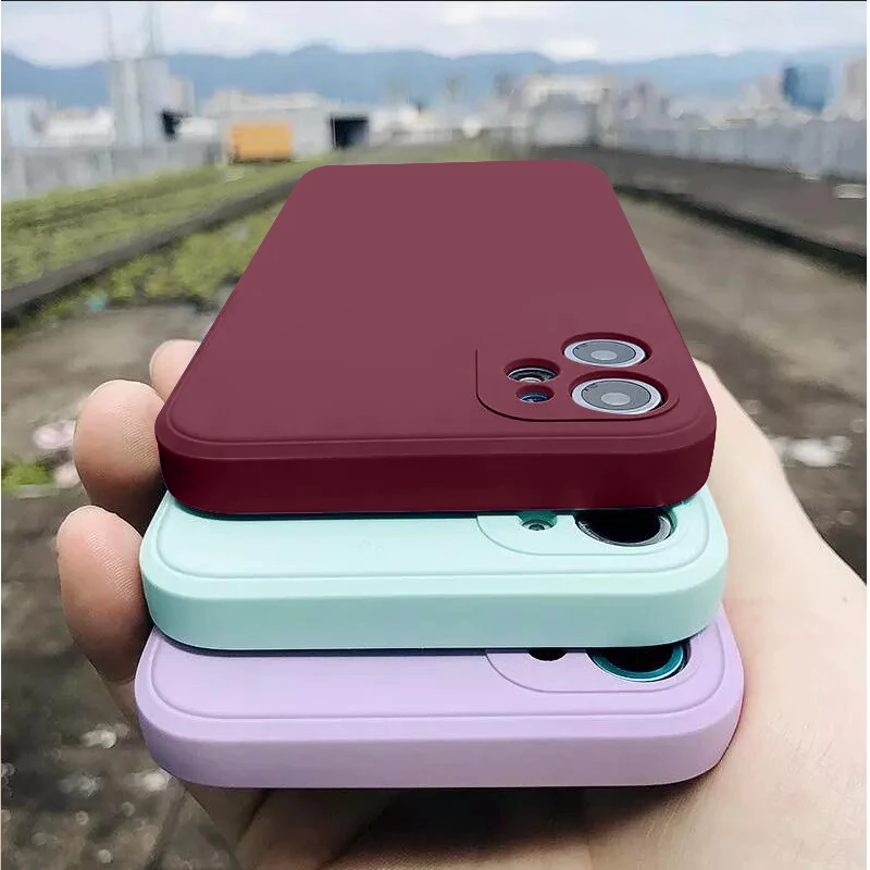 Square Liquid Silicone Case For iPhone 13 12 11 Pro Max Mini XS Max X XR 6 6S 7 8 Plus SE 2020 Thin Soft Cover Original Cases