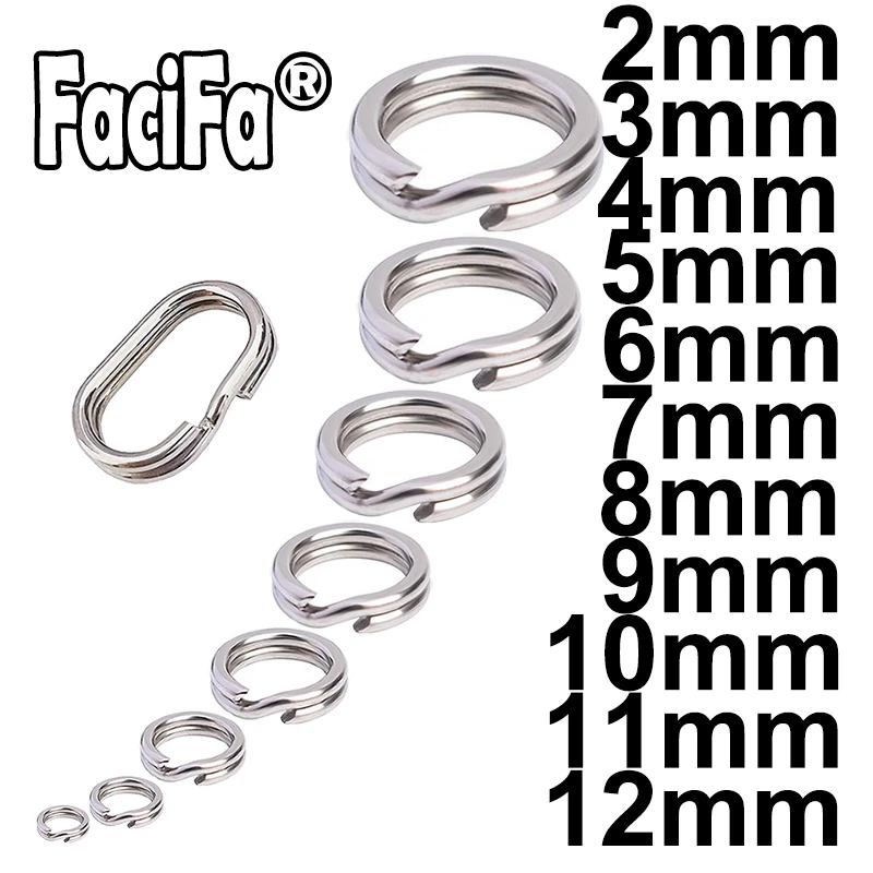 100pcs or 50pcs Stainless Steel Split Ring Diameter 4mm to 12mm Heavy Duty Fishing Double Ring Connector Fishing Accessories