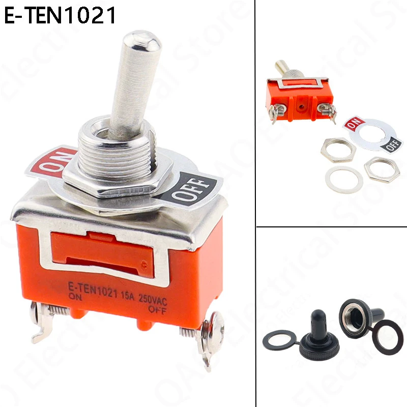 Free Shipping 1pcs Good Quality E-TEN1021 2-Pin SPST 2 Terminal ON-OFF 15A 250V Toggle Switch orange