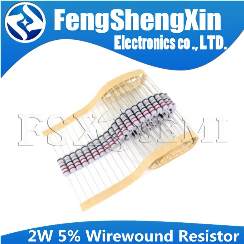 20pcs 2W 5% Wirewound Resistor Fuse 0.05R 0.1R 0.15R 1R 2.2R 4.7R 5.1R 10R 20R 22R 47R 51R 100R