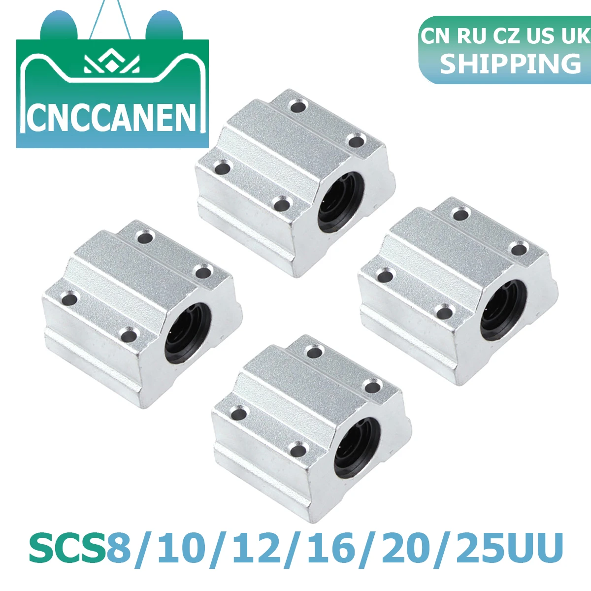 4PCS Linear Motion Ball Bearing Slide Block Bushing SC8UU SCS8UU SC10UU SCS12UU 16UU 20UU 25UU Linear Shaft CNC 3D Printer Parts