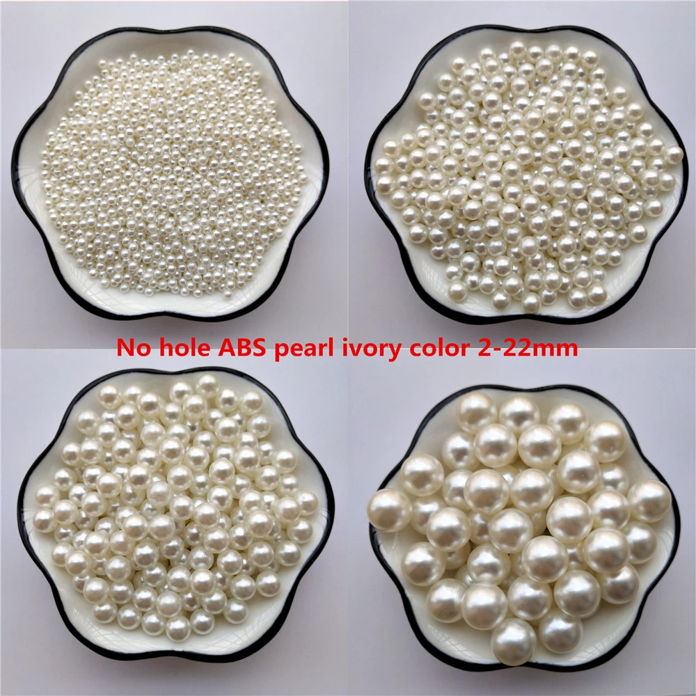 No Hole Ivory ABS Imitation pearl bead 2 3 4 5 6 8 10 12 14 16 18 20 22mm Round Acrylic charm loose beads Jewelry Making craft