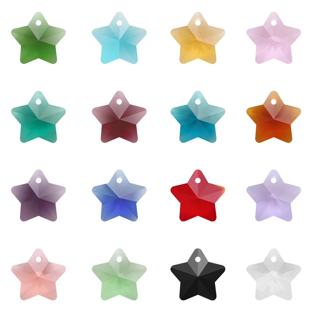 ZHUBI 20pcs/lot Charm Crystal Pendant Five-star Shape Mixed 14MM Glass Faceted Loose Star Beads DIY Jewelry Design Supplies