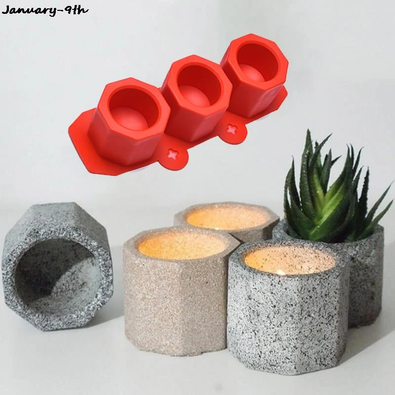 Octagonal Silicone Mold Concrete Fleshy Flower Pot Candlestick Mold Ceramic Clay DIY Crafts Mold DIY Flower Pot Mold