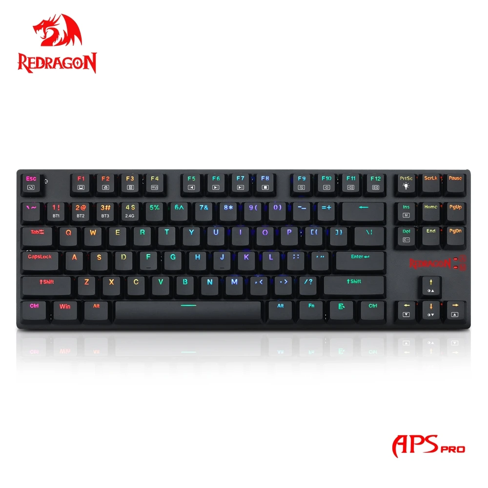 Redragon Aps por K607P KBS RGB Surpport Bluetooth 5.0 wireless USB 2.4G Dual mode Mechanical Gaming Keyboard 87 Keys Compute