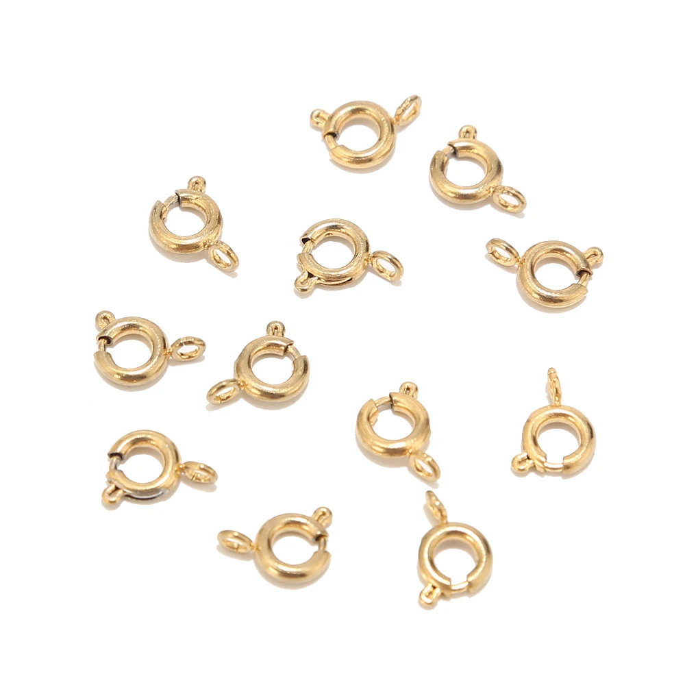 10pcs Stainless Steel 6mm Round Claw Spring Clasps Hooks For Bracelet Necklace Connectors DIY Jewelry Making