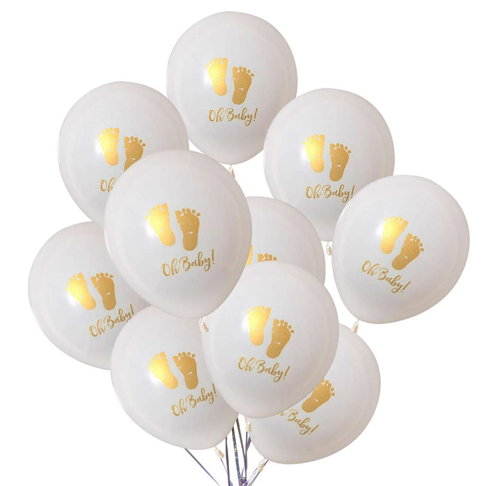 10pcs 10inch Oh Baby Printed Latex Balloons Baby Feet Pattern for Birthday Party Decoration Kid Babyshower Boy Girl Supplies