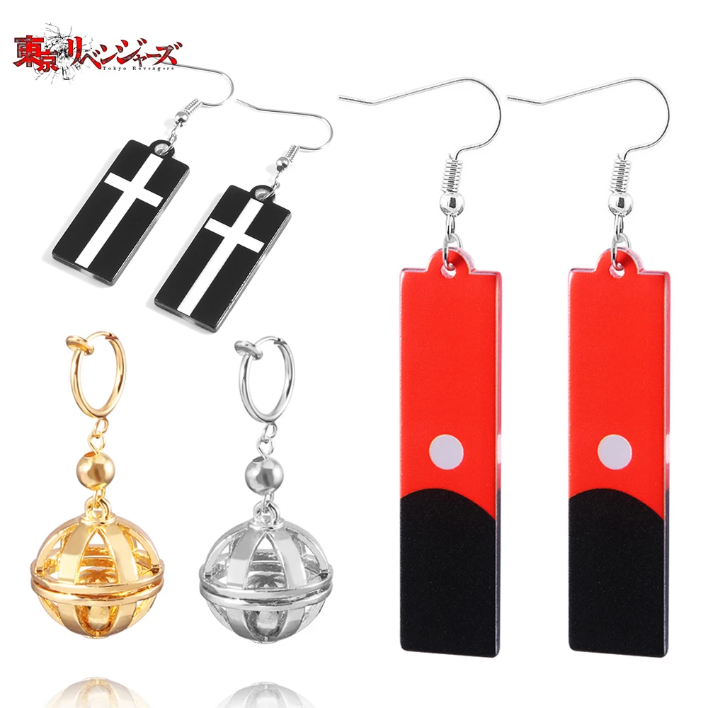 Tokyo Avengers Izana Kurokawa Drop Earrings Anime Cosplay Acrylic Pendant Hanafuda Ear Clip For Men Props Jewelry Accessories