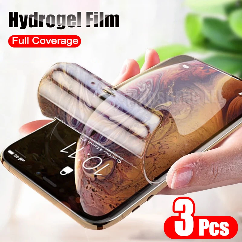 3pcs Screen Protector Hydrogel Film For iPhone 11 12 Pro X XR XS Max Soft Protective Film For iPhone 7 8 Plus 6 6s SE Not Glass