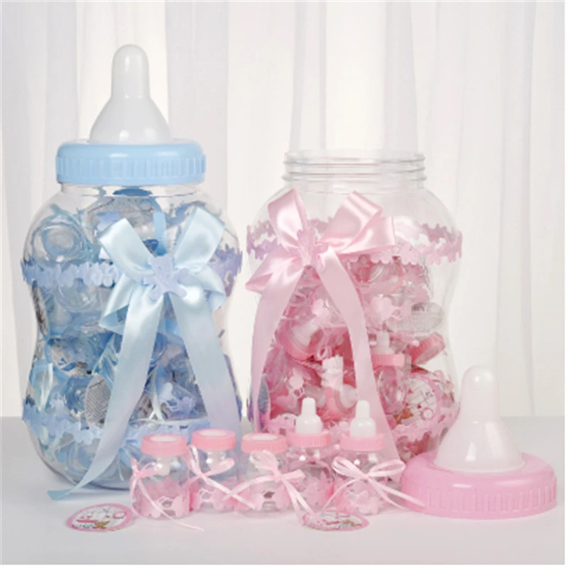 Baby Shower Decorations 35cm Large Baby Bottle Gift Box Baby Candy Box Packing Baptism  Bottle Birthday Party Decorations Kids-S