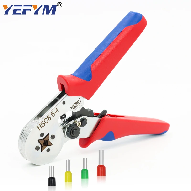 YEFYM HSC8 6-4/6-6 Crimping Pliers Kit YE-1R Stripping Cutting Plier with 1020pcs/box Tube Terminal Suit Electric Tools Set