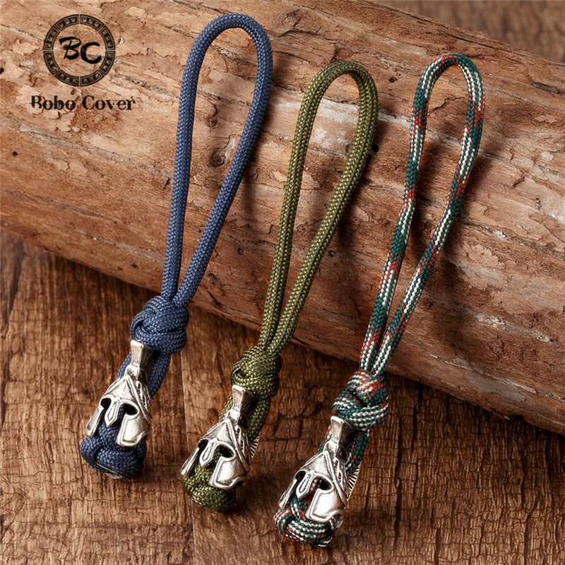 Vikings Spartan Warrior Lanyard Keychain Antique Bronze Accessories Woven Survival Paracord Rope Knife Car Key Keyring Handmade