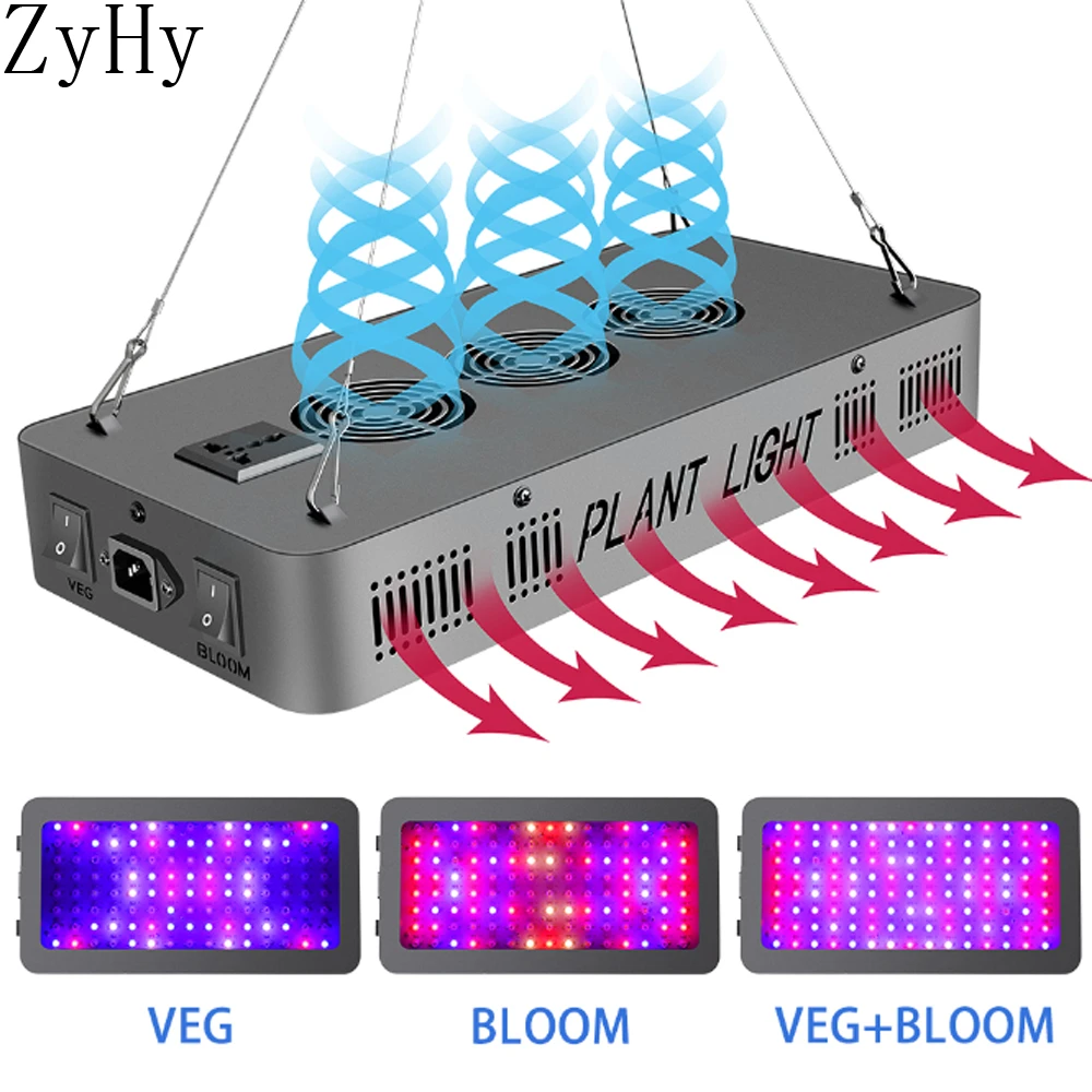 1200W 2000W 3000W Full Spectrum LED Grow light Double Switch Red Blue Plant Growth Lamp For Indoor Seedling flower VEG Tent