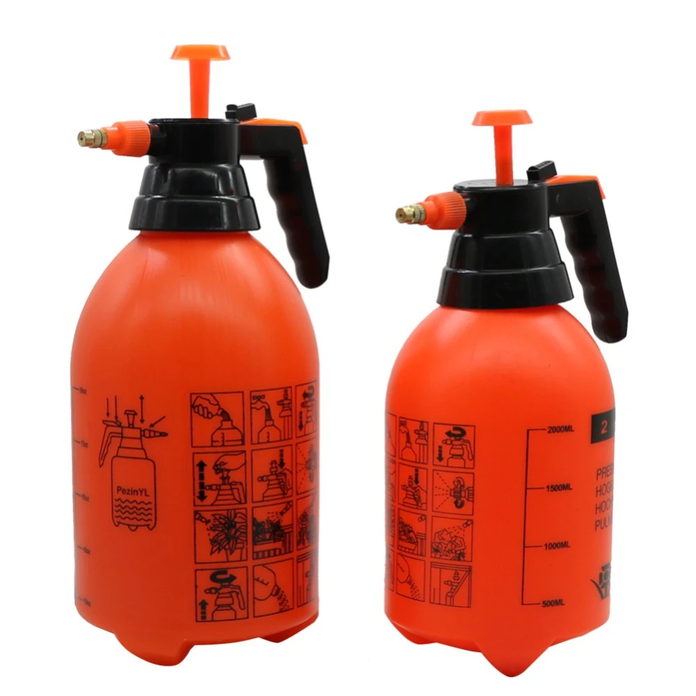 2L/3L Orange Hand Pressure Trigger Sprayer Bottle Adjustable Copper Nozzle Head Manual Air Compression Pump Spray Bottle 1 Pcs