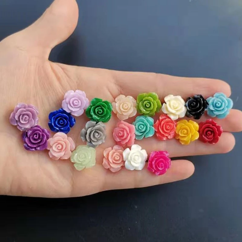 10Pieces 12mm 15mm Camelia Artificial Coral beads Coral flower  beads Cabochon Multi- color for Jewelry making