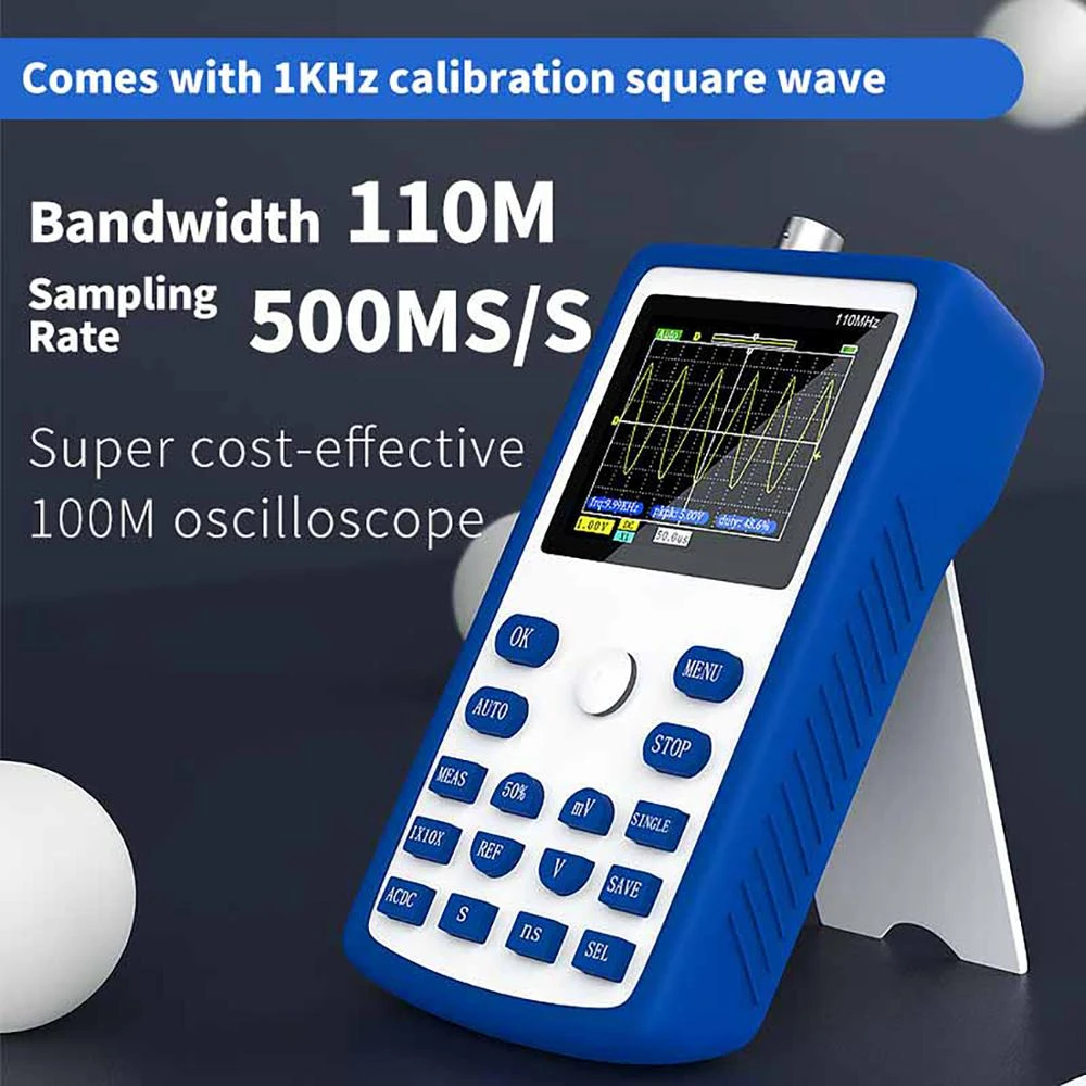 FNIRSI-1C15 Best Handheld Mini Portable Digital Oscilloscope 110M Bandwidth 500MSps Sampling Rate Multifunction
