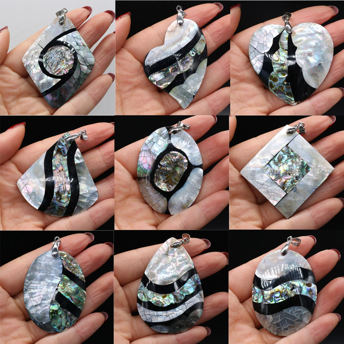 Natural Shell Pendant Mother of Pearl Splicing Abalone Shell Exquisite charms For jewelry making DIY Necklace accessories