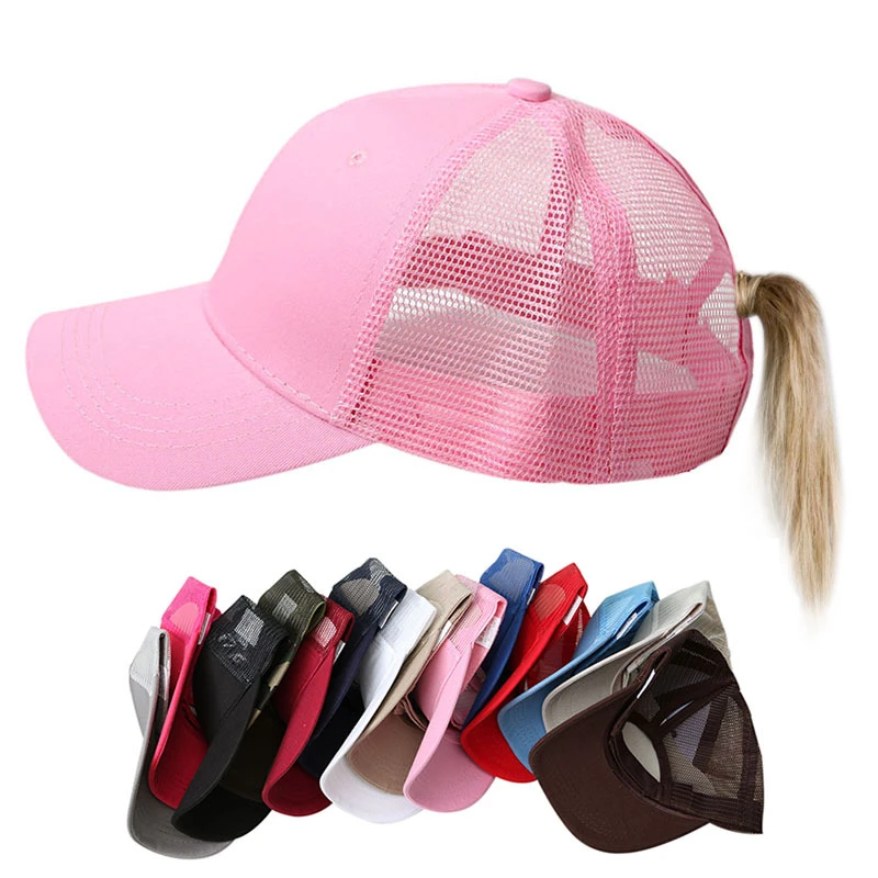 Women's Ponytail Baseball Cap Women Snapback Summer Mesh Hat Female Fashion HIp Hop Hats Casual Adjustable Outdoor Bone