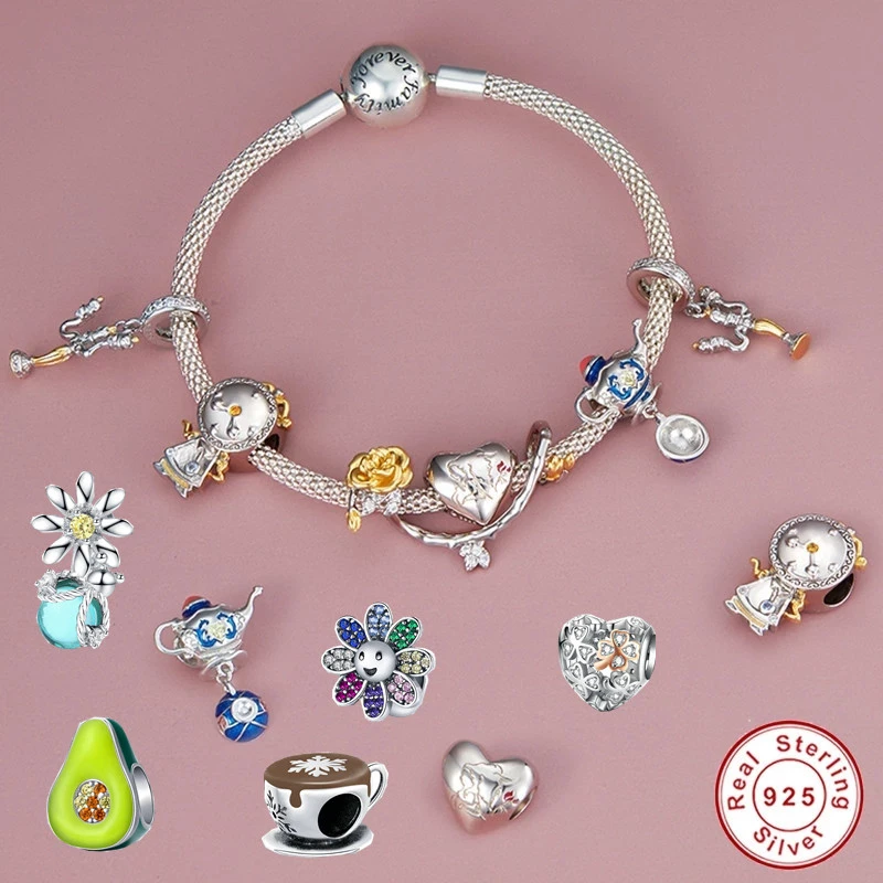 INBEAUT Magic series 925 sterling silver rose vine magic clock beads fit brand bracelet pendant magic teapot jewelry making