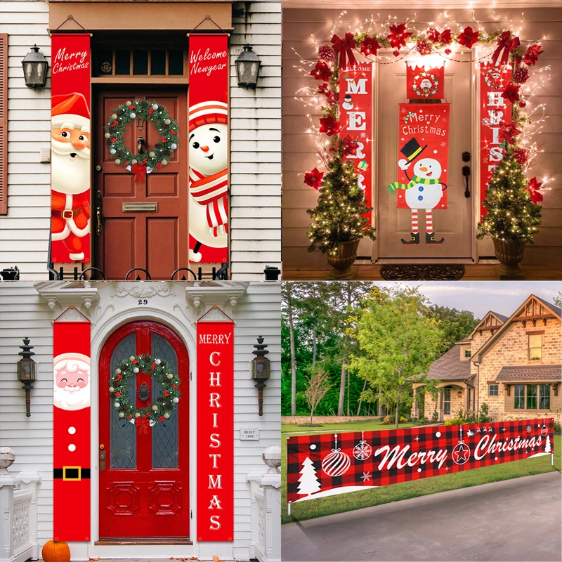 Christmas Decorations for Home Porch Sign Merry Christmas Decorative Door Banner Hanging Xmas Ornaments Navidad 2021 new year