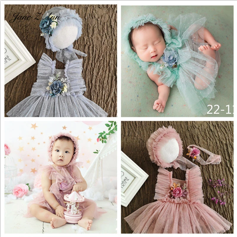 Jane Z Ann Baby girl flower lace outfits studio shooting pretty photography props twins clothing 3 sizes newborn/1 year
