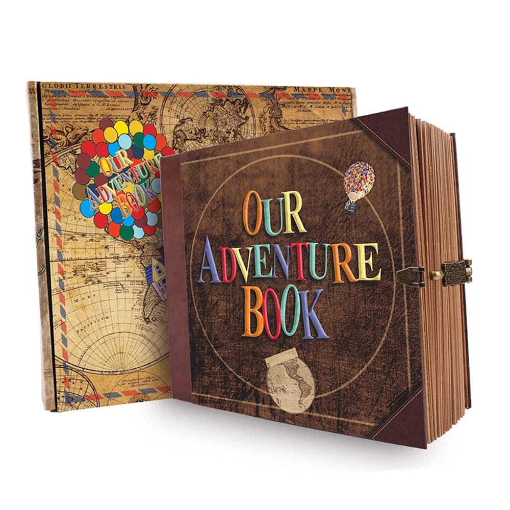 Our Adventure Book Scrapbook Handmade Gift Box Balloon DIY Travel Retro Vintage Kraft Memory Wedding Photo Album