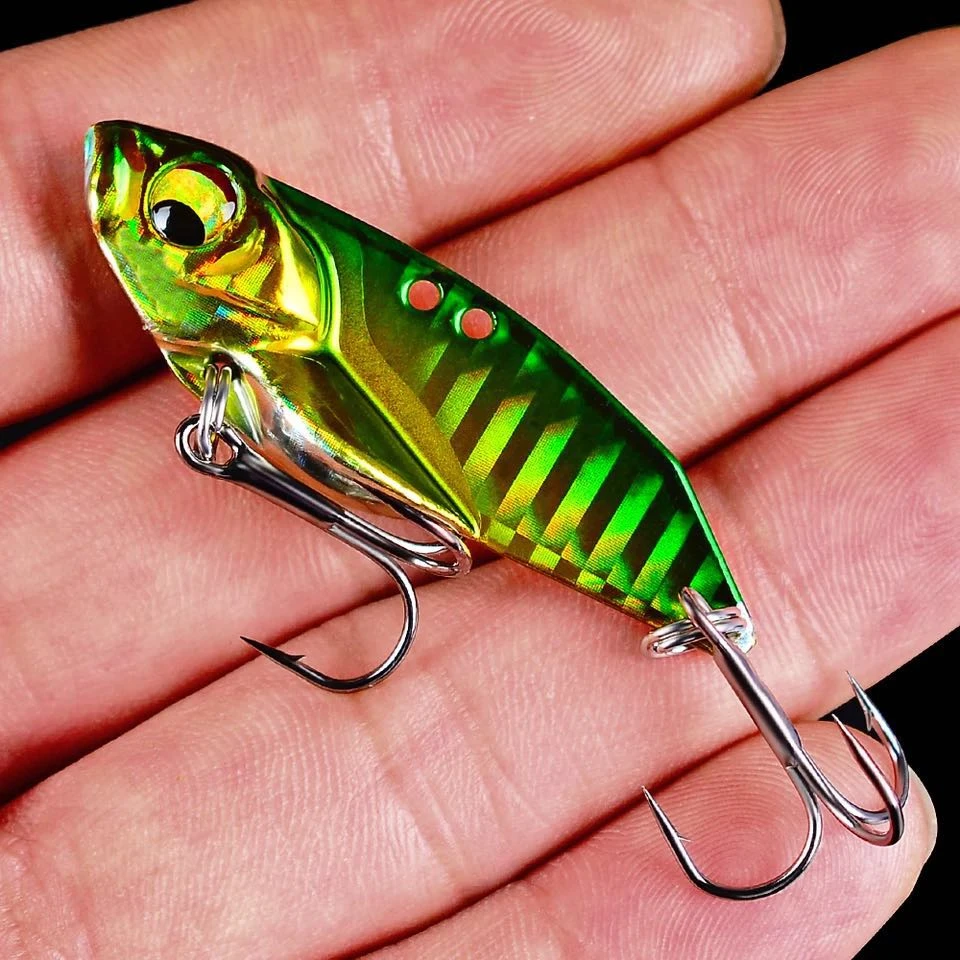 1pc Metal VIB Blade Lure 5g 7g 10g 15g 3D Eyes Pencil Spoon Spinner Balancer Fishing Lure Hard Bait Fishing Tackle with Hook