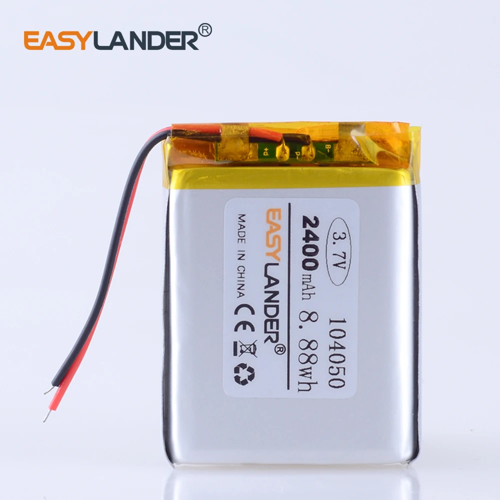 Rechargeable 3.7V 2400mAh Li-Po Battery 104050 Lithium Polymer Battery Li-Po li ion Lipo cells For GPS MP3 MP4  Driving Recorder