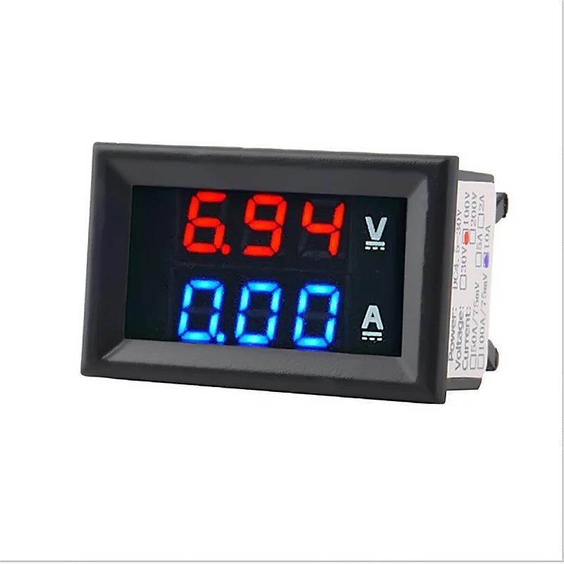 New DC 100V 10A Voltmeter Ammeter Blue Red LED Amp Dual Digital Volt Meter Gauge