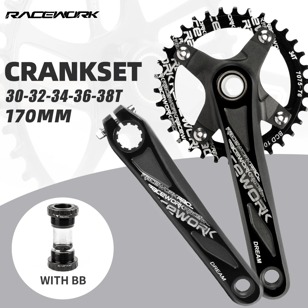 bicycle crank chainwheel 104BCD MTB Bike Crankset Aluminum Alloy With Bottom 170mm crank black 32T 34T 36T 38T plate