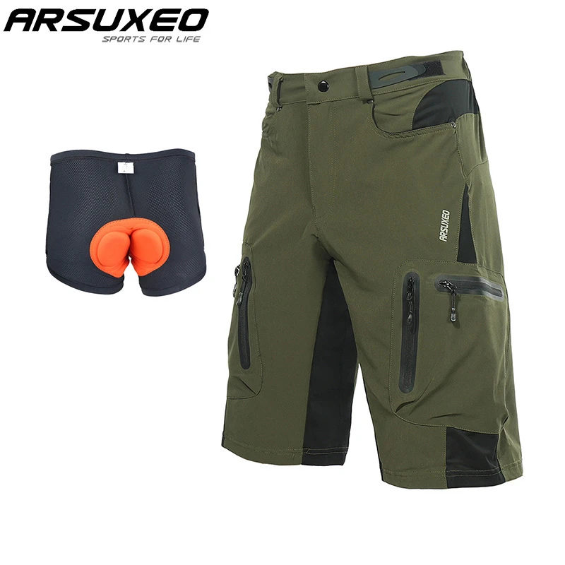 ARSUXEO Men's Outdoor Sports MTB Mountain Bike Bicycle Shorts Cycling Shorts Water Resistant Downhill With Padded 3D Underwear