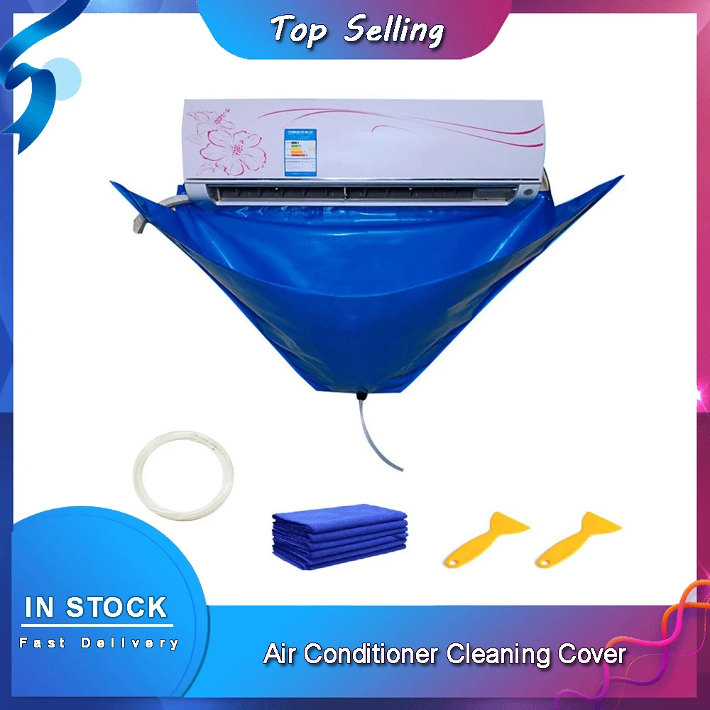 Air Conditioner Cleaning Cover With Water Pipe Waterproof Air Conditioner Below 1.5P Cleaning Dust Protection Cleaning Cover Bag