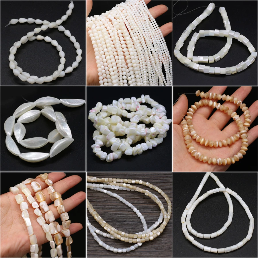 Natural Mother of Pearl Shell Punch Loose White Beads for Jewelry Making DIY Bracelet Necklace Earrings 15