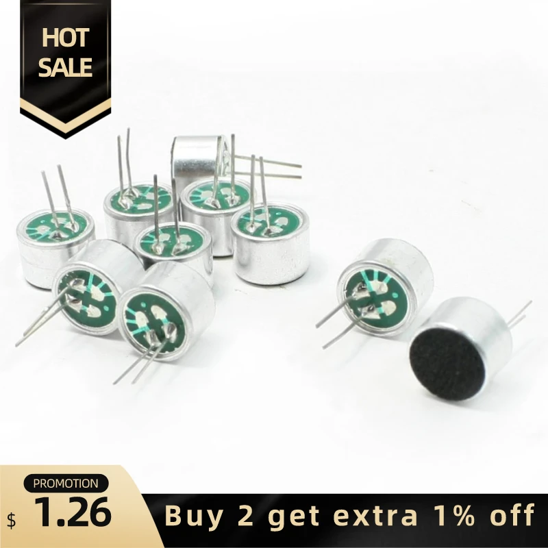 New Hot Selling 10 PCS 9.7mm X 7mm 2 Pin MIC Capsule Electret Condenser Microphone