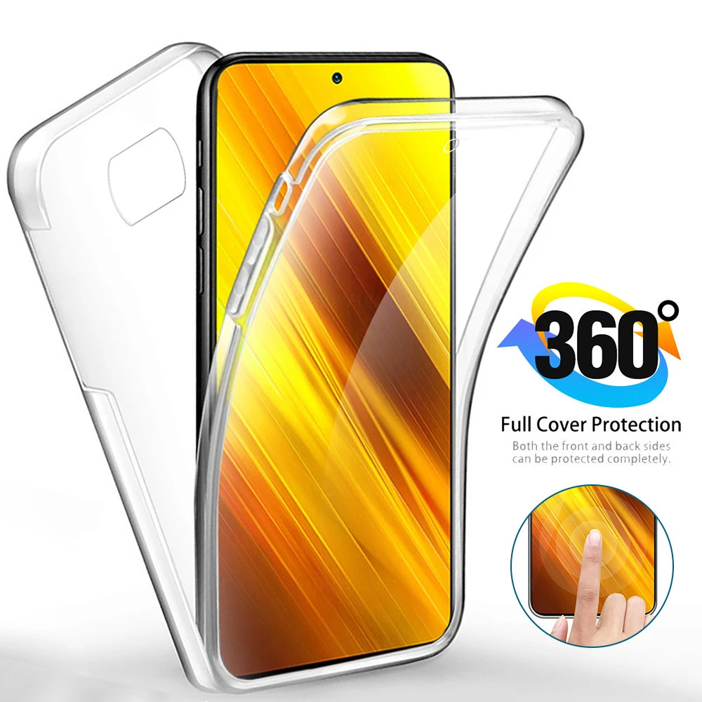 for PocoX3 NFS Case 360 Degree Protection Case for Xiaomi Poco F3 X3 Pro X 3 NFC Clear TPU Soft Silicone Shockproof Coque Fundas
