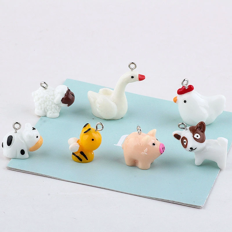 Animal Family Bee Dog Cow Chicken Pig  Resin Charms Pendant Earring DIY Fashion Jewelry Accessories SO CUTE
