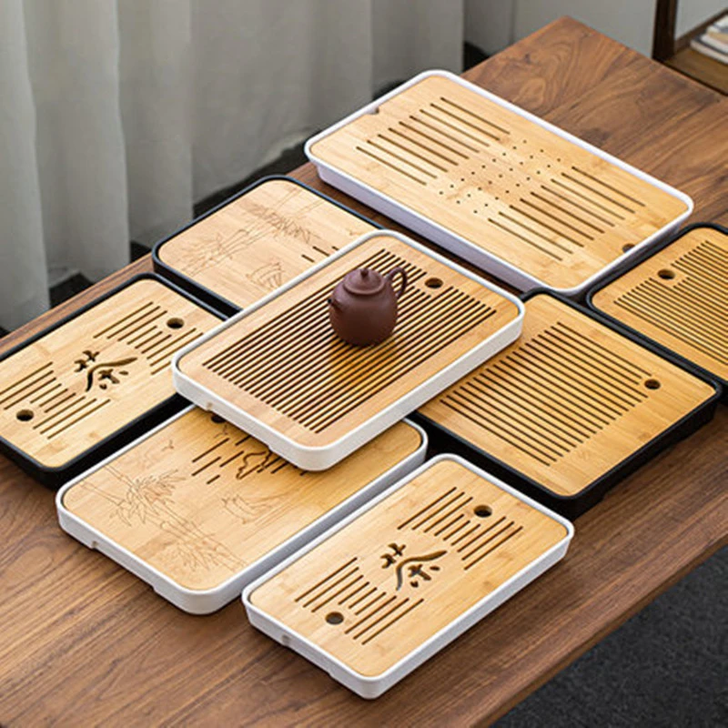 Bamboo Tea Tray Pu'er tea Tea Board  1PC Drainage Water Storage kung-fu Tea Set Tea Table Chinese Tea Room Board Ceremony Tools
