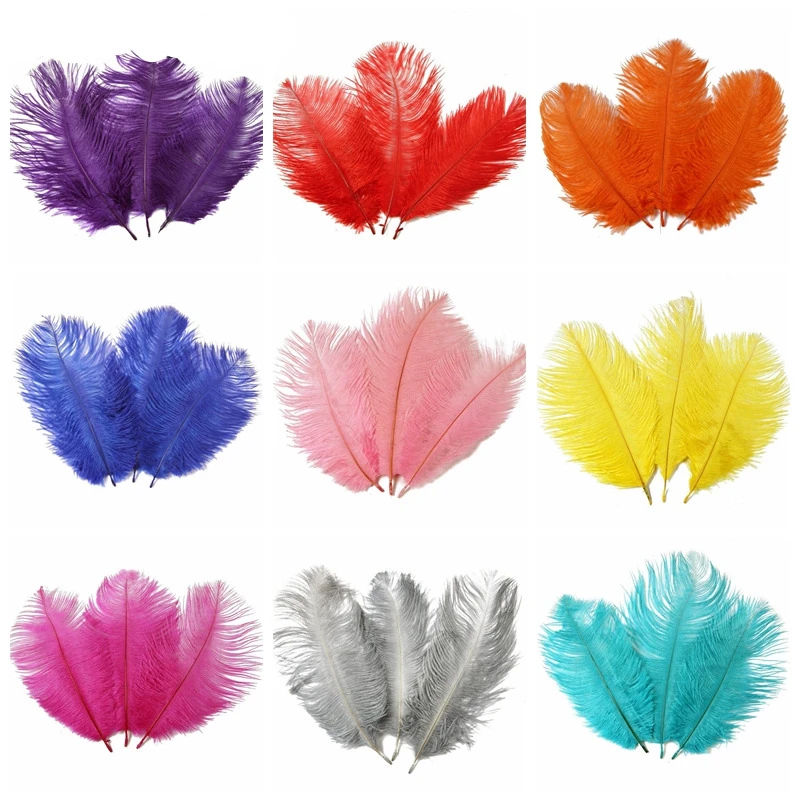 10 Pcs 15-20CM Colored Ostrich Feathers for Decoration DIY Jewelry Crafts White Ostrich Feather Decor Accessories Wedding Plumas