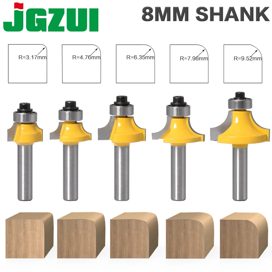 8mm Corner Round Over Router Bit with Bearing Milling Cutter for Wood Woodworking Tool Tungsten Carbide