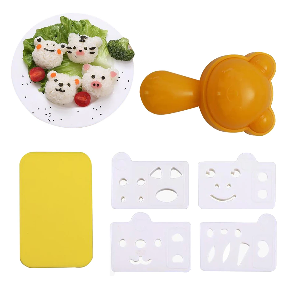 Cute Cat Sushi Nori Rice Mold Dog Bear Rabbit Panda Rice Embossing Moulds Bento Sanwich Decoration Cutter Onigiri Maker Molds