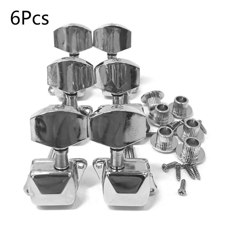 1set Guitar String Tuning Pegs Metal Semi-Closed Guitar String Button Tuner Machine Heads for Acoustic Electric Guitars